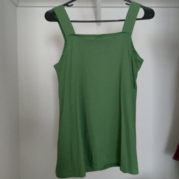 Vintage Y2K Fashion Express Cotton Blend Green Tank Top with Button Detail - Picture 3 of 5